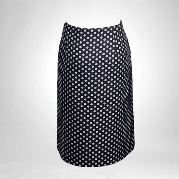 Talbots Womens Size 10 Skirt Wool Blend Polka Dot Navy Blue and White - Picture 3 of 6